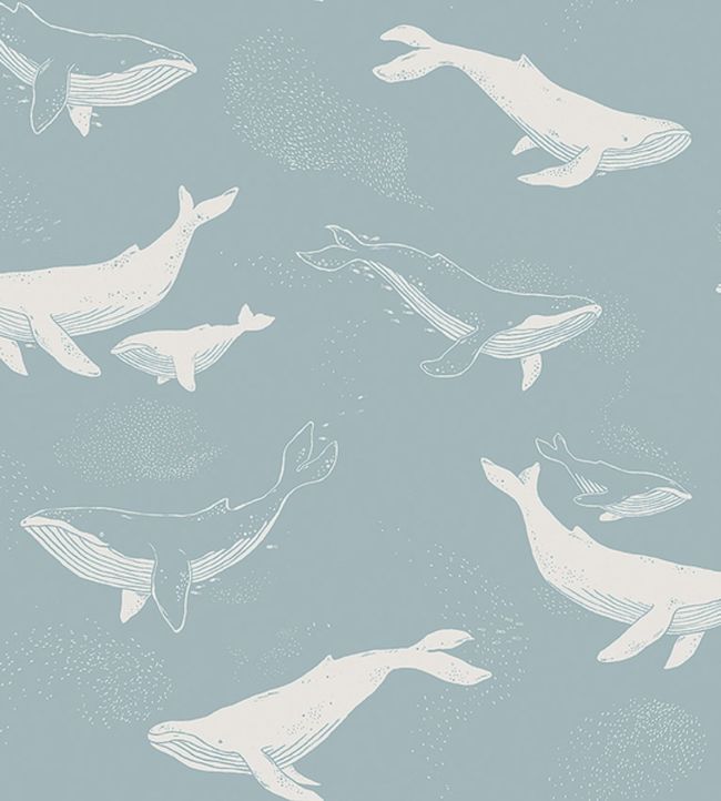 Whales Nursery Wallpaper - Blue