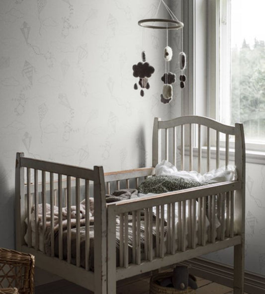 Up & Away Nursery Room Wallpaper - White