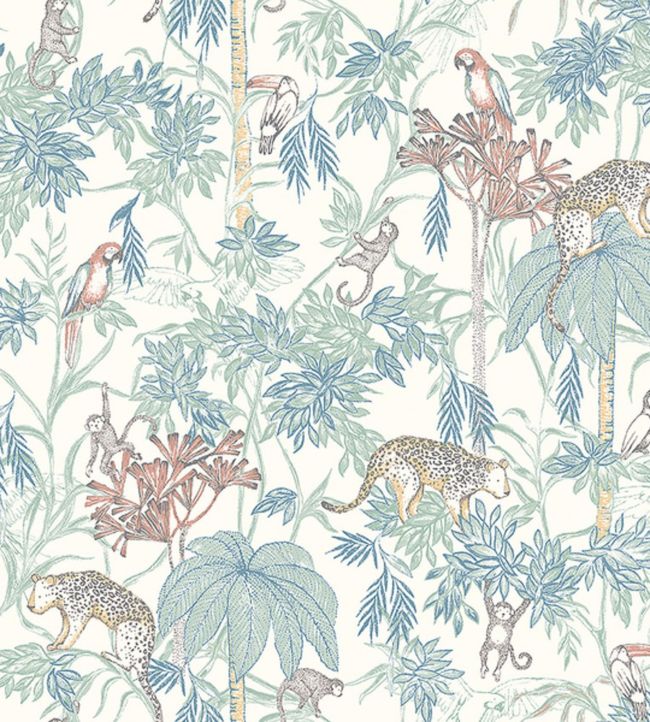 Wild Jungle Nursery Wallpaper - Multicolor