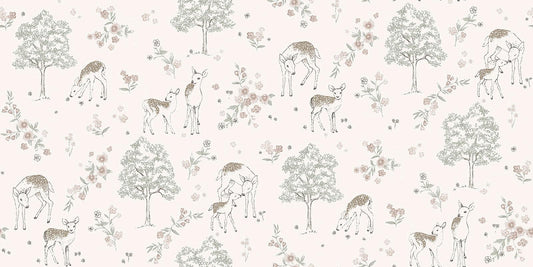 Deer Love Nursery Wallpaper - Pink