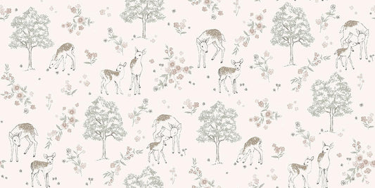 Deer Love Nursery Wallpaper - Pink