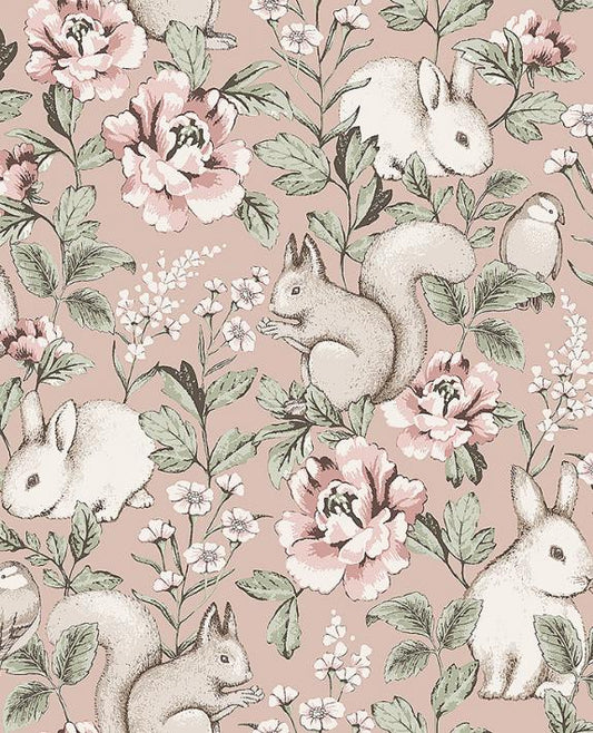 Magic Forest Nursery Room Wallpaper - Pink