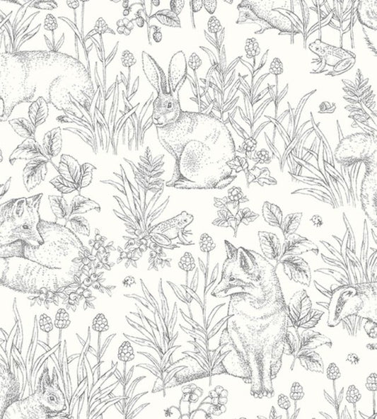 Forest Friends Nursery Wallpaper - Grey