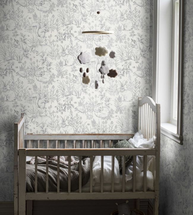 Forest Friends Nursery Room Wallpaper - Grey
