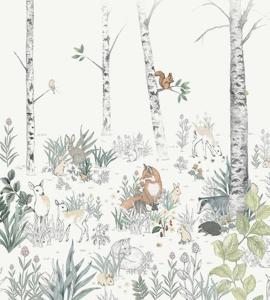 Magic Forest Nursery Mural Wallpaper - Multicolor