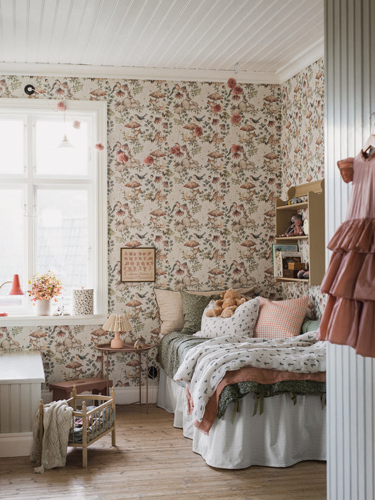 Minou Nursery Room Wallpaper - Pink