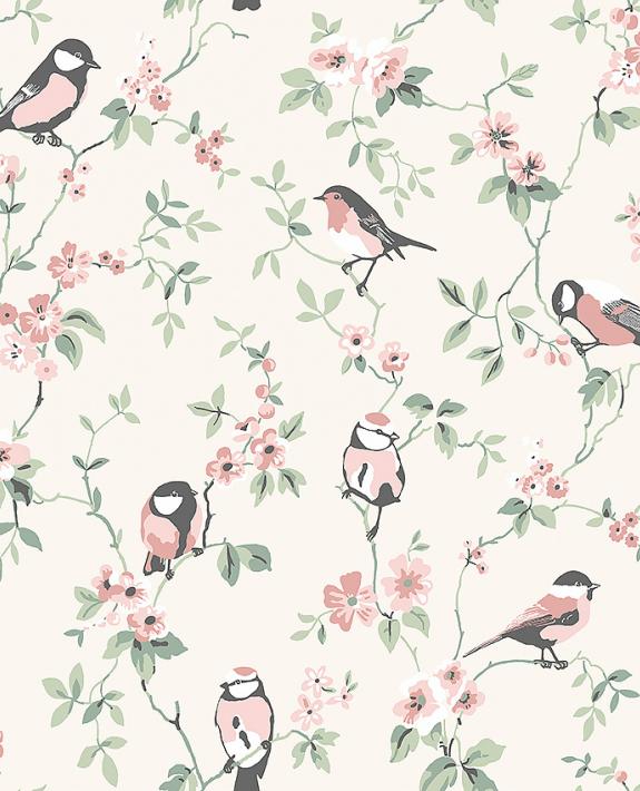 Falsterbo Birds Nursery Room Wallpaper - Pink