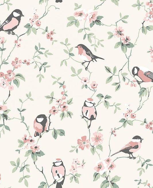 Falsterbo Birds Nursery Room Wallpaper - Pink