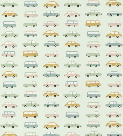 All Over Vintage Cars Nursery Wallpaper - Green