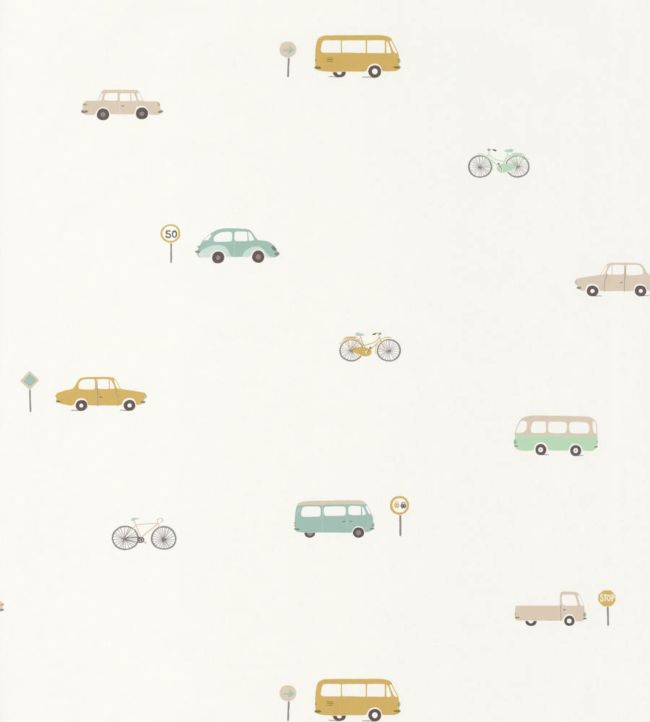 Vintage Cars Nursery Wallpaper - Cream