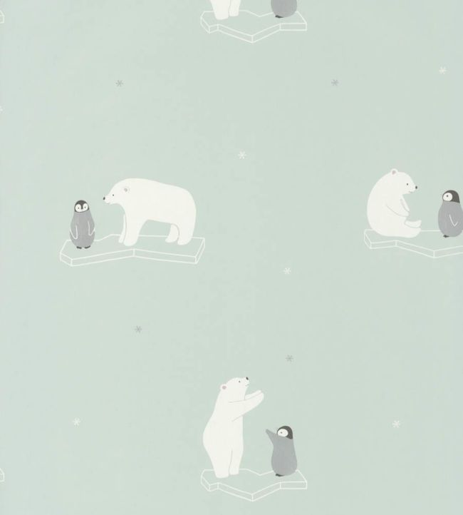 Polar Bear Nursery Wallpaper - Blue