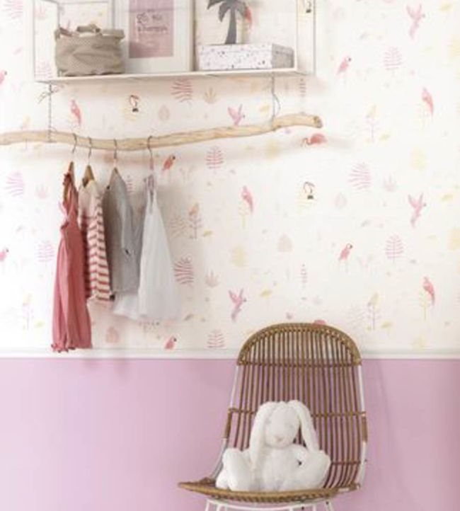 Tropical Nursery Room Wallpaper - Cream