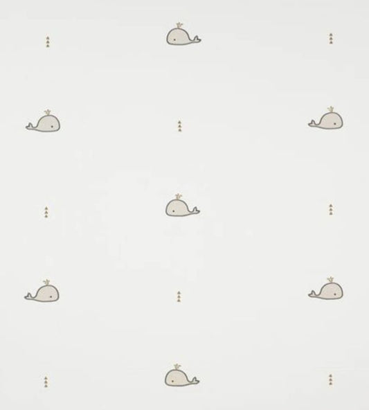 Broderie Whale Nursery Fabric - White