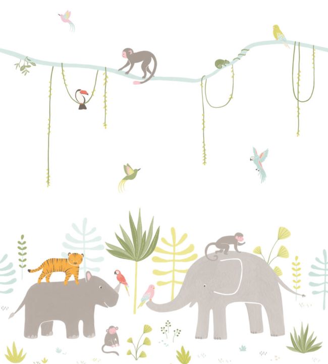 Jungle Panel Nursery Wallpaper - Cream