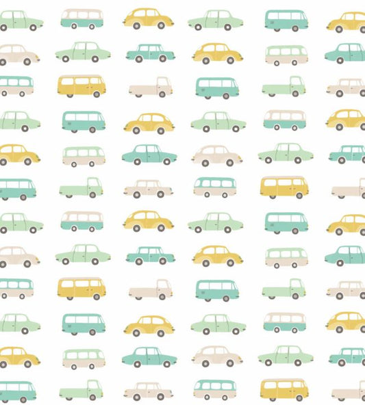 Vintage Cars Nursery Fabric - Multicolor
