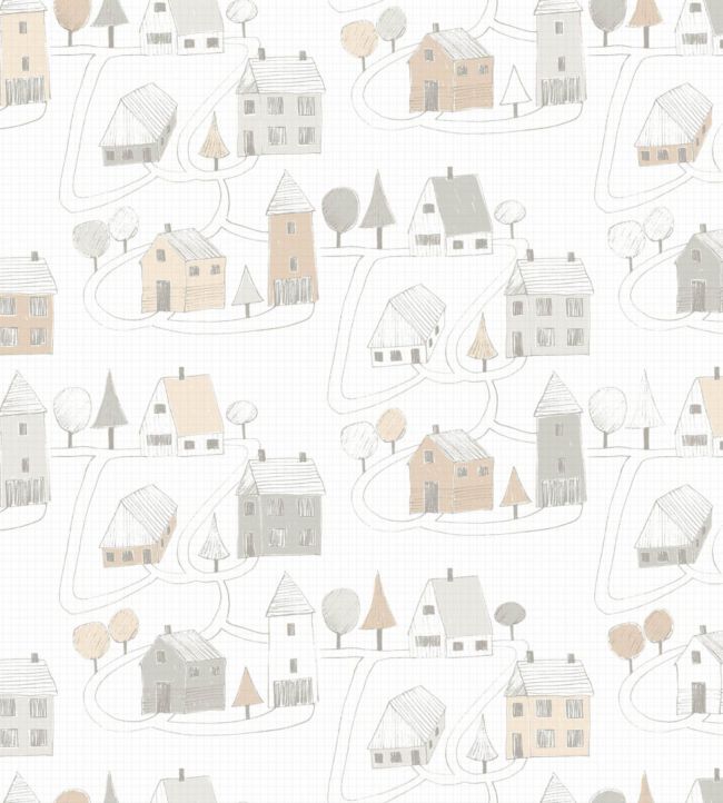 Small Village Nursery Fabric - Gray