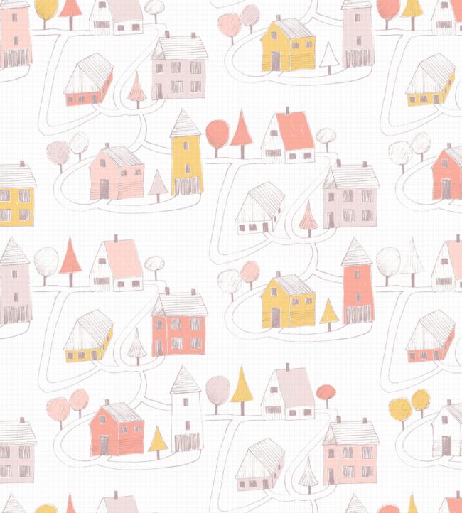 Small Village Nursery Fabric - Pink