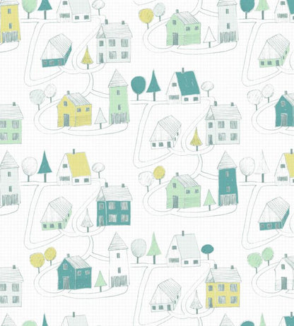 Small Village Nursery Fabric - Blue