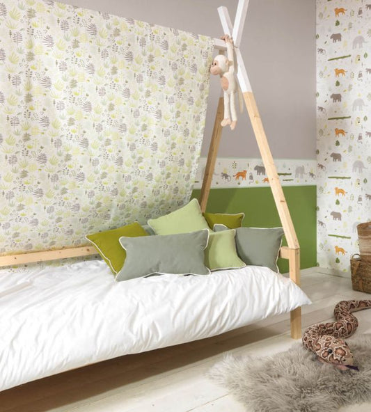 All Over Jungle Nursery Room Fabric - Multicolor