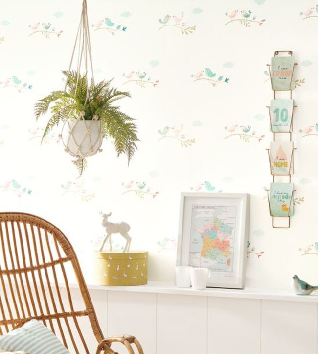 Rose Nursery Room Wallpaper - White