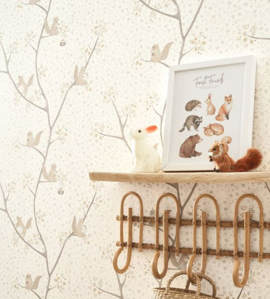 Oscar Nursery Room Wallpaper - Silver