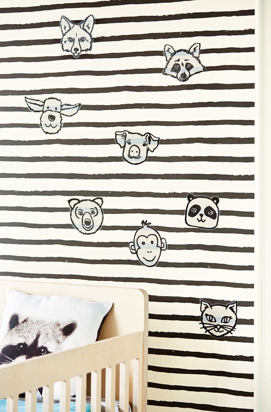 Friendly Face Stickers Nursery Room Wallpaper 2 - Black