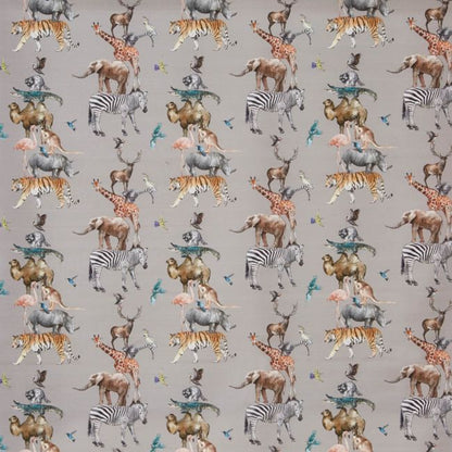 Animal Kingdom Nursery Fabric - Gray