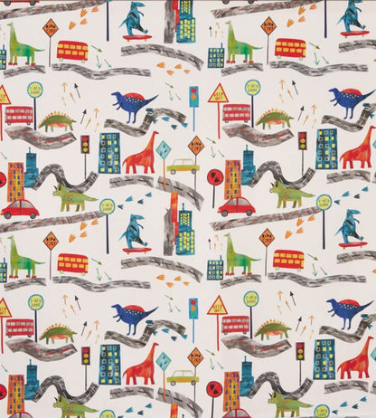 Dino City Nursery Fabric - Pink