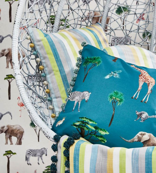 On Safari Nursery Room Fabric - Blue