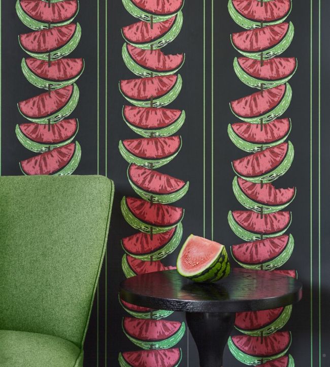 Watermelon Nursery Room Wallpaper 2 - Black