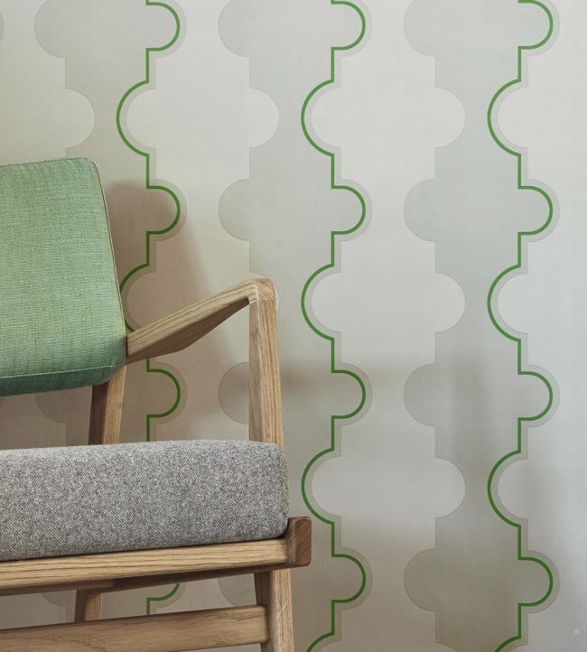 Jigsaw Stripe Nursery Room Wallpaper 2 - Green