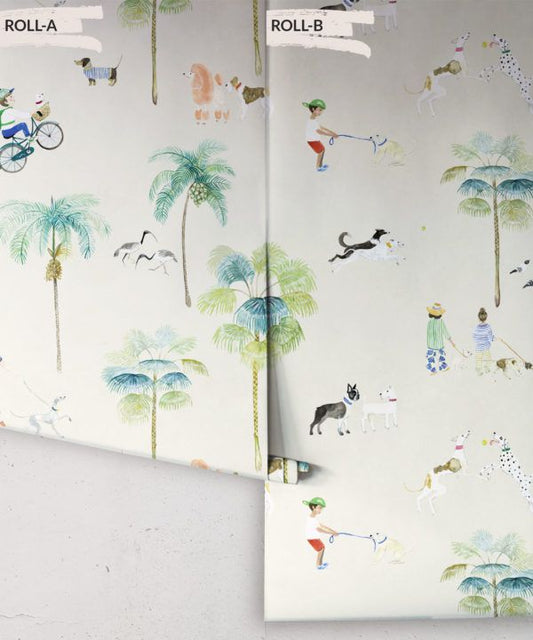 At The Dog Park Nursery Room Wallpaper - Multicolor