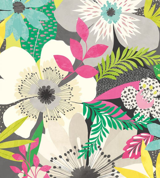 Floral Riot Nursery Wallpaper - Multicolor