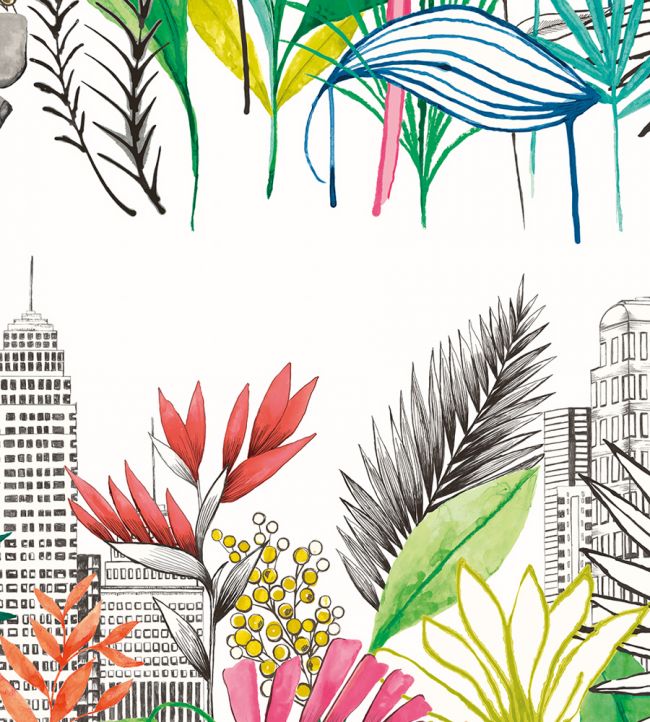 Urban Tropic Nursery Wallpaper - Multicolor