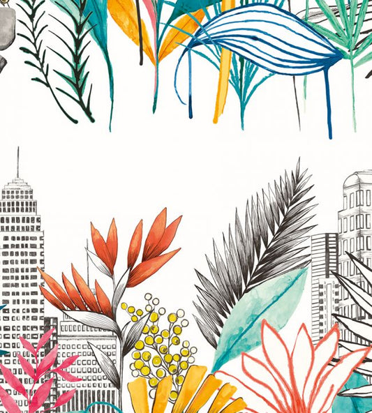 Urban Tropic Nursery Wallpaper - Multicolor