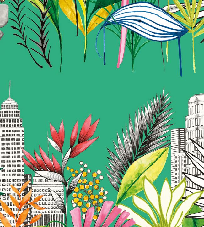 Urban Tropic Nursery Wallpaper - Green