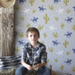 Cactus Cowboy Nursery Room Wallpaper 2 - Blue
