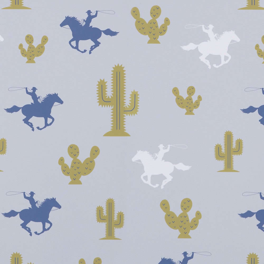 Cactus Cowboy Nursery Wallpaper - Blue