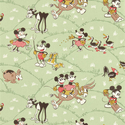 Mickey At The Farm Macaron Green Wallpaper