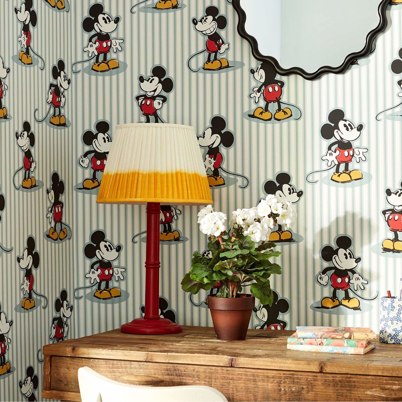Mickey Stripe Sea Salt Room Wallpaper