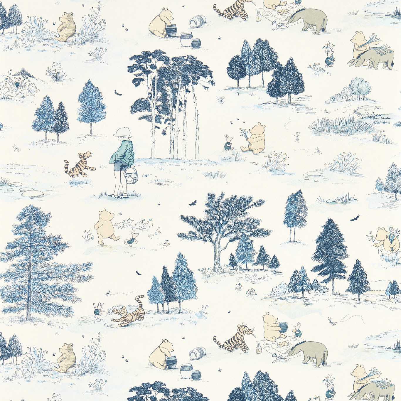 Winnie The Pooh Bonbon Blue Wallpaper