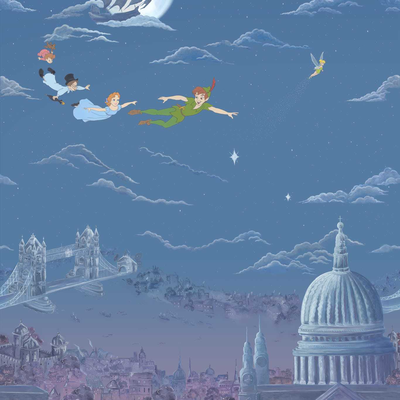 Peter Pan Evening Blue Wallpaper