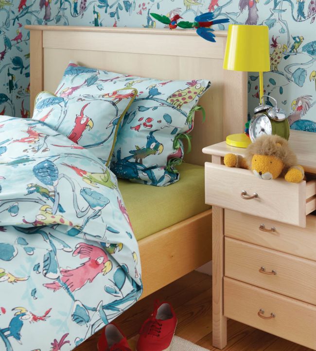 Cockatoos Nursery Bed Room Fabric - Blue