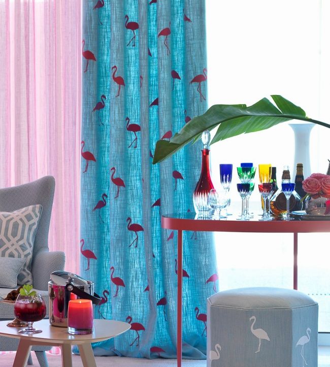 Flamingo Addiction Nursery Room Fabric - Blue