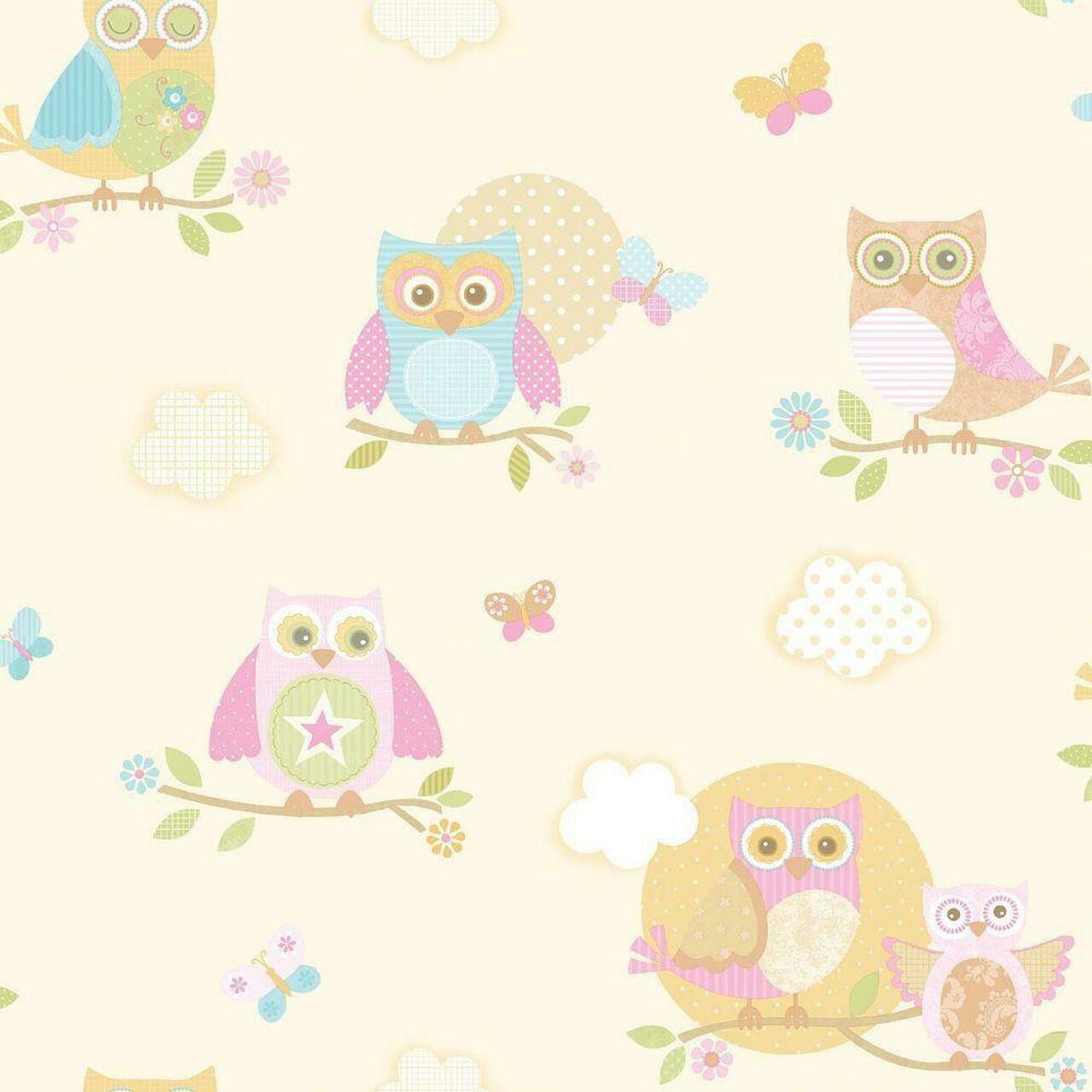 Just 4 Kids 2 Owl Nursery Wallpaper - Cream
