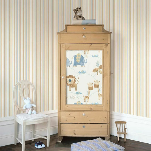 Just 4 Kids 2 Stripe Nursery Room Wallpaper - Sand