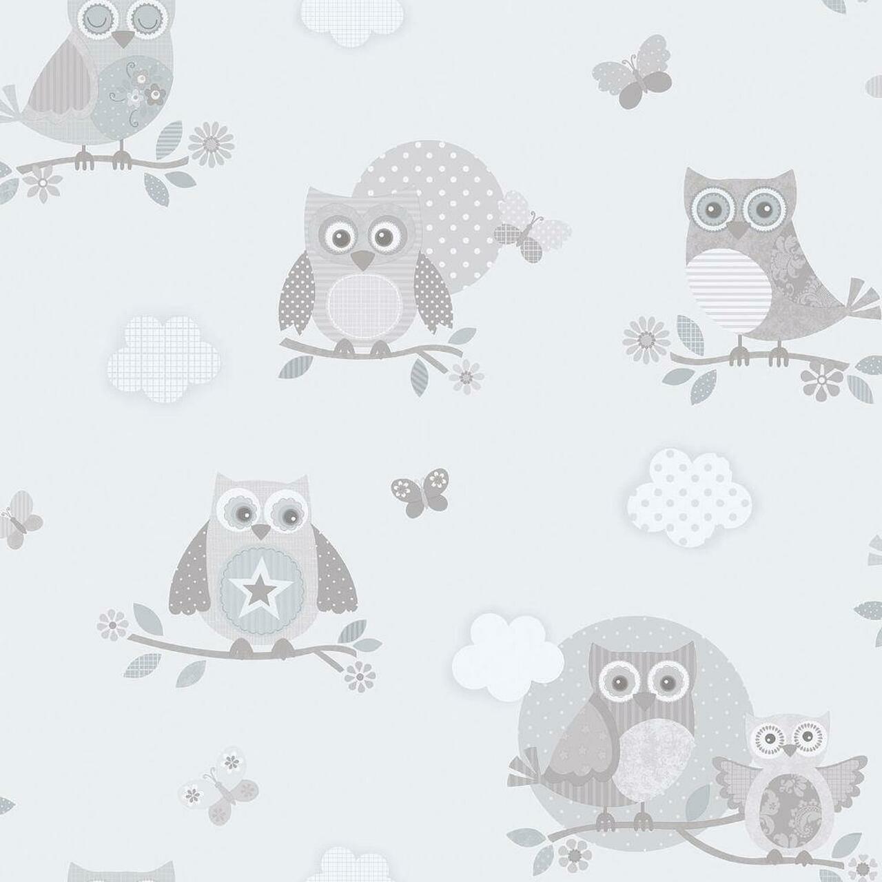Just 4 Kids 2 Owl Nursery Wallpaper - Gray