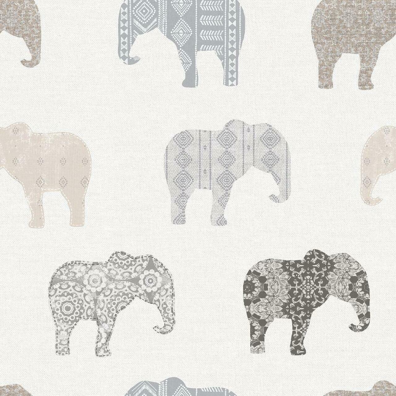 Just 4 Kids 2 Elephant Nursery Wallpaper - Cream