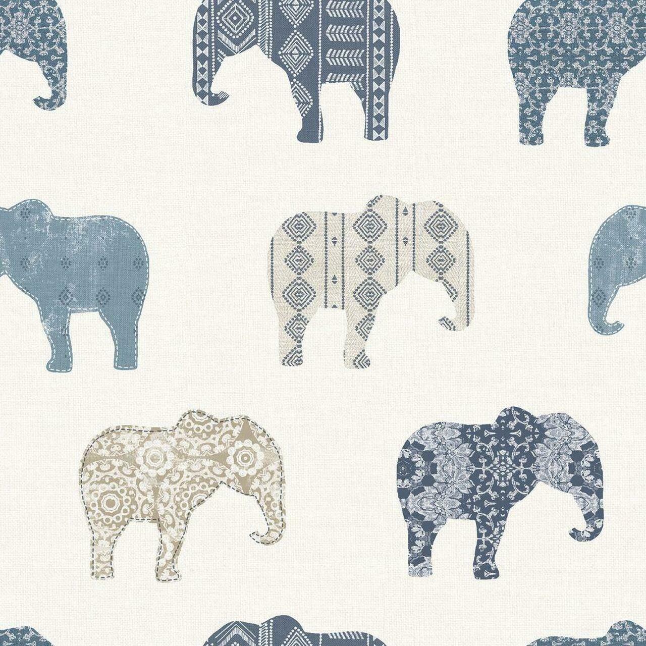 Just 4 Kids 2 Elephant Nursery Wallpaper - Blue