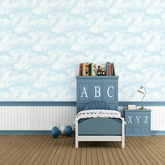 Just 4 Kids 2 Cloud Nursery Room Wallpaper - Blue